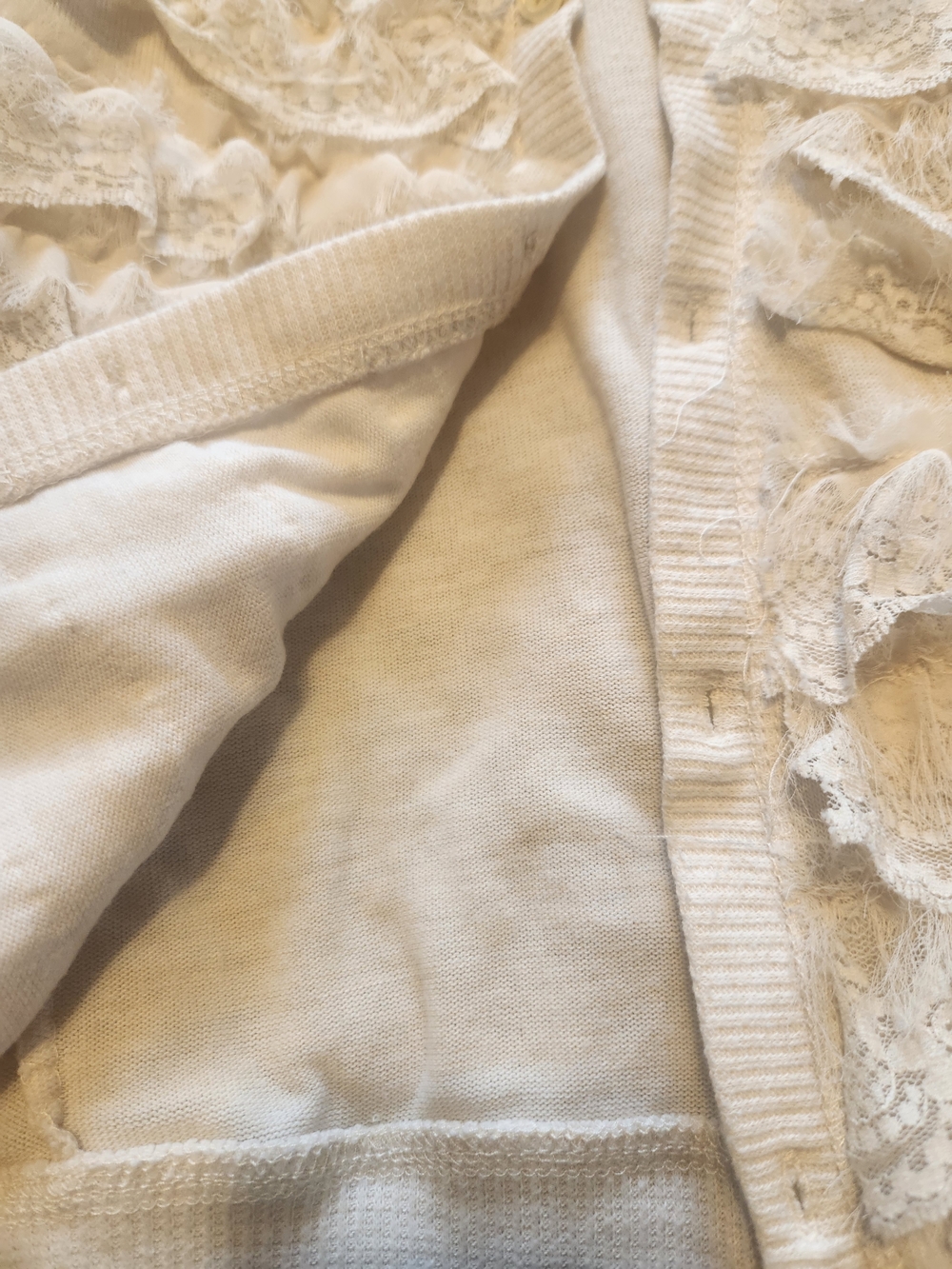Girl's Cream Ruffle-Front Cardigan - Picture 4 of 5